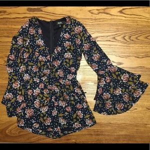 Perennial Favorite Navy Blue Floral Print Romper